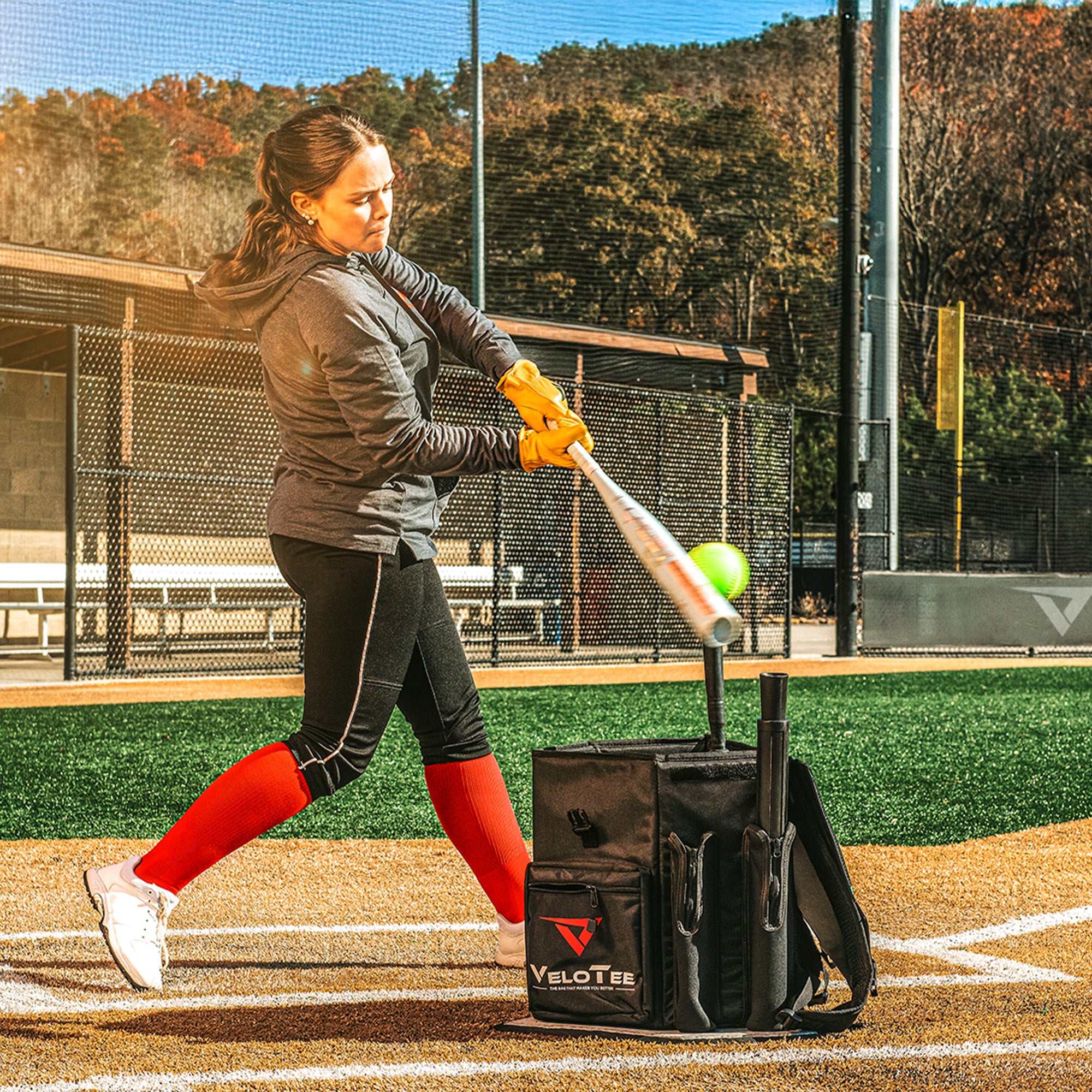 VeloTee 2.0 Baseball & Softball Bat Bag with Batting Tee